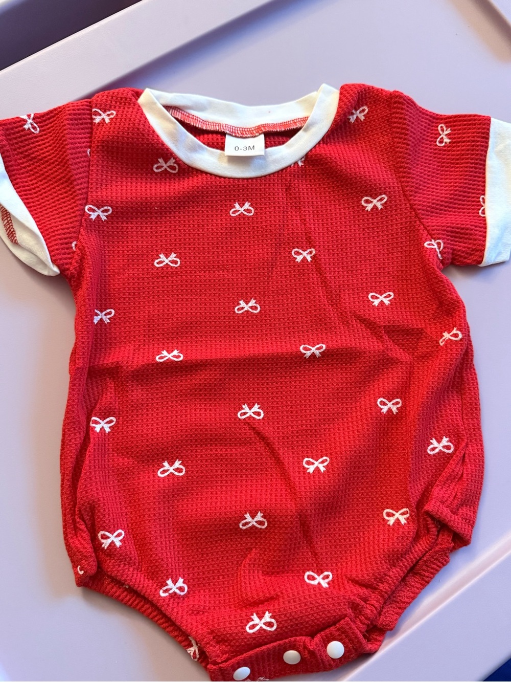 Red Bow-Print Baby Onesie